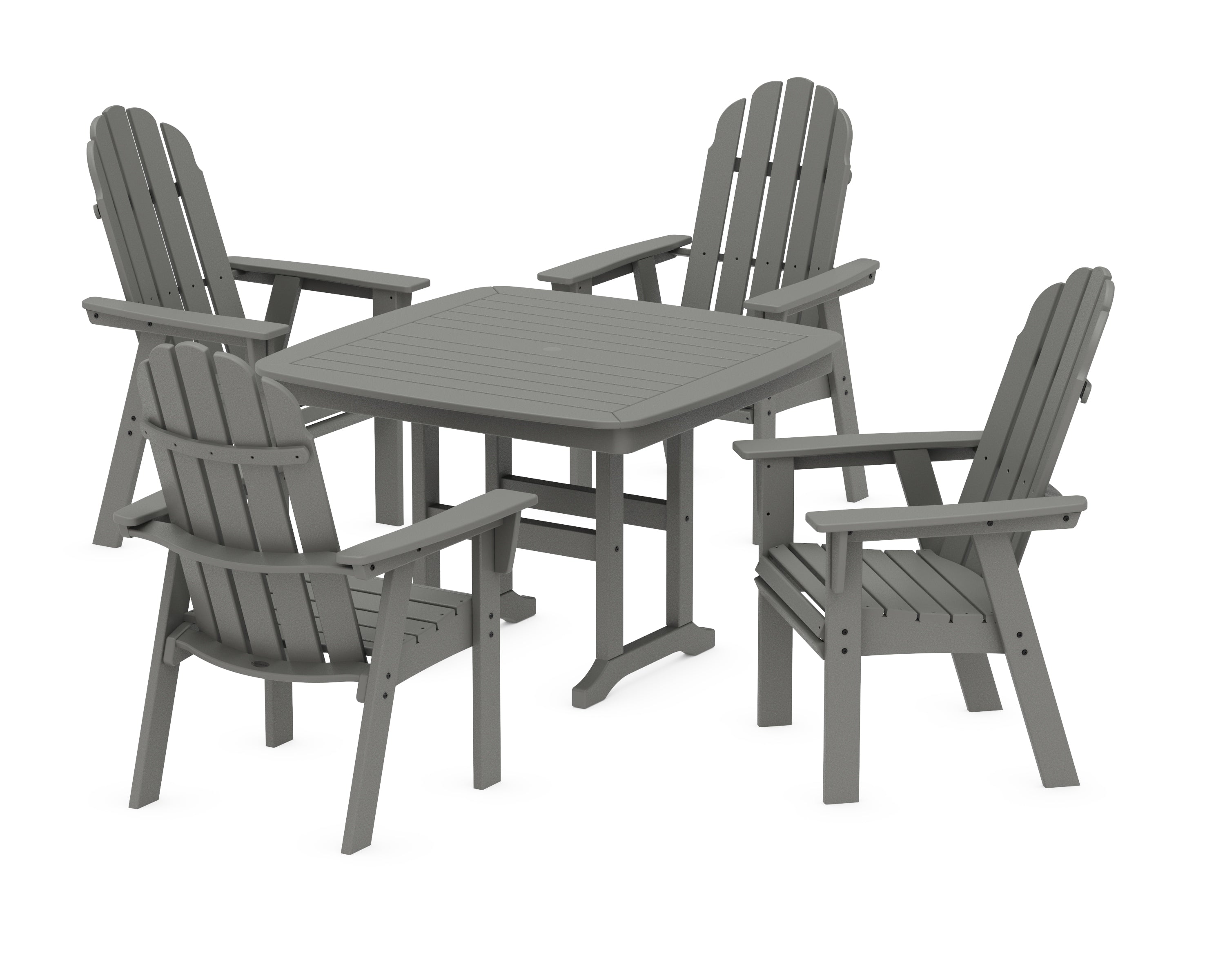 POLYWOOD® Vineyard Curveback Adirondack 5-Piece Dining Set in Slate Grey