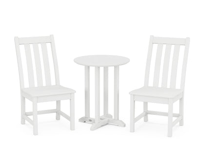 POLYWOOD® Vineyard Side Chair 3-Piece Round Bistro Dining Set in White