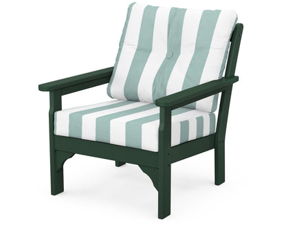 POLYWOOD® Vineyard Deep Seating Chair in Green / Cabana Stripe Glacier Spa