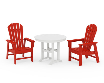 POLYWOOD® South Beach 3-Piece Round Farmhouse Dining Set in Sunset Red / White