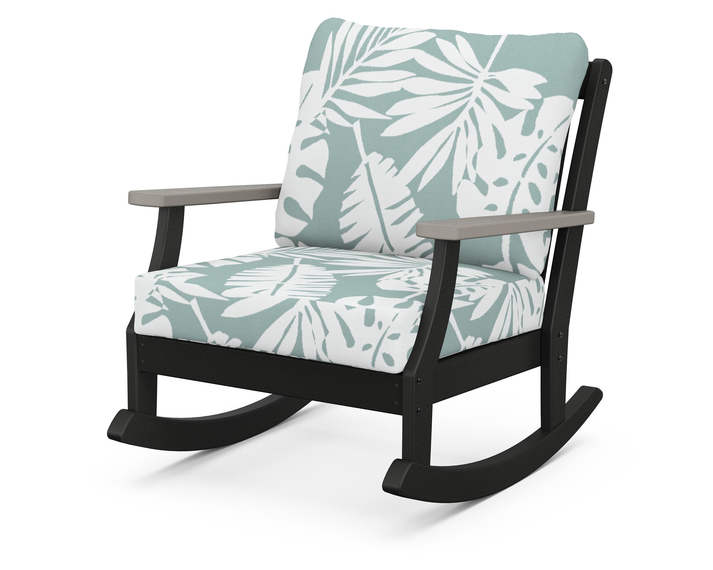 POLYWOOD® Braxton Deep Seating Rocking Chair in Black / Driftwood / Leaf Glacier Spa