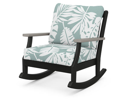 POLYWOOD® Braxton Deep Seating Rocking Chair in Black / Driftwood / Leaf Glacier Spa