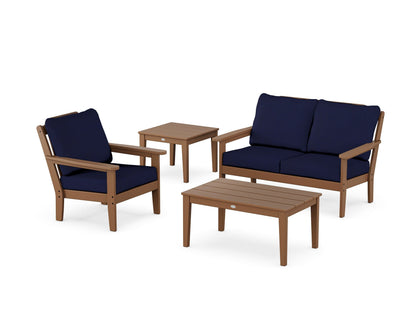 Country Living Wovendale 4-Piece Deep Seating Set in Teak / Navy
