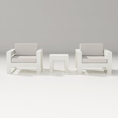 PW Designer Series Latitude 3-Piece Lounge Chair Set in Vintage White / Cast Ash