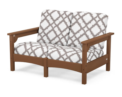 POLYWOOD® Club Loveseat in Teak / Trellis Grey Mist