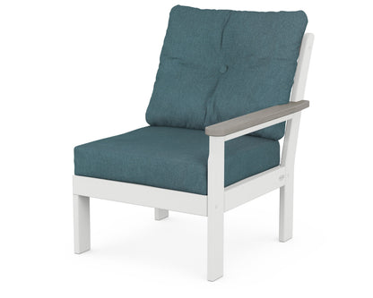 POLYWOOD® Vineyard Modular Right Arm Chair in White / Driftwood / Ocean Teal
