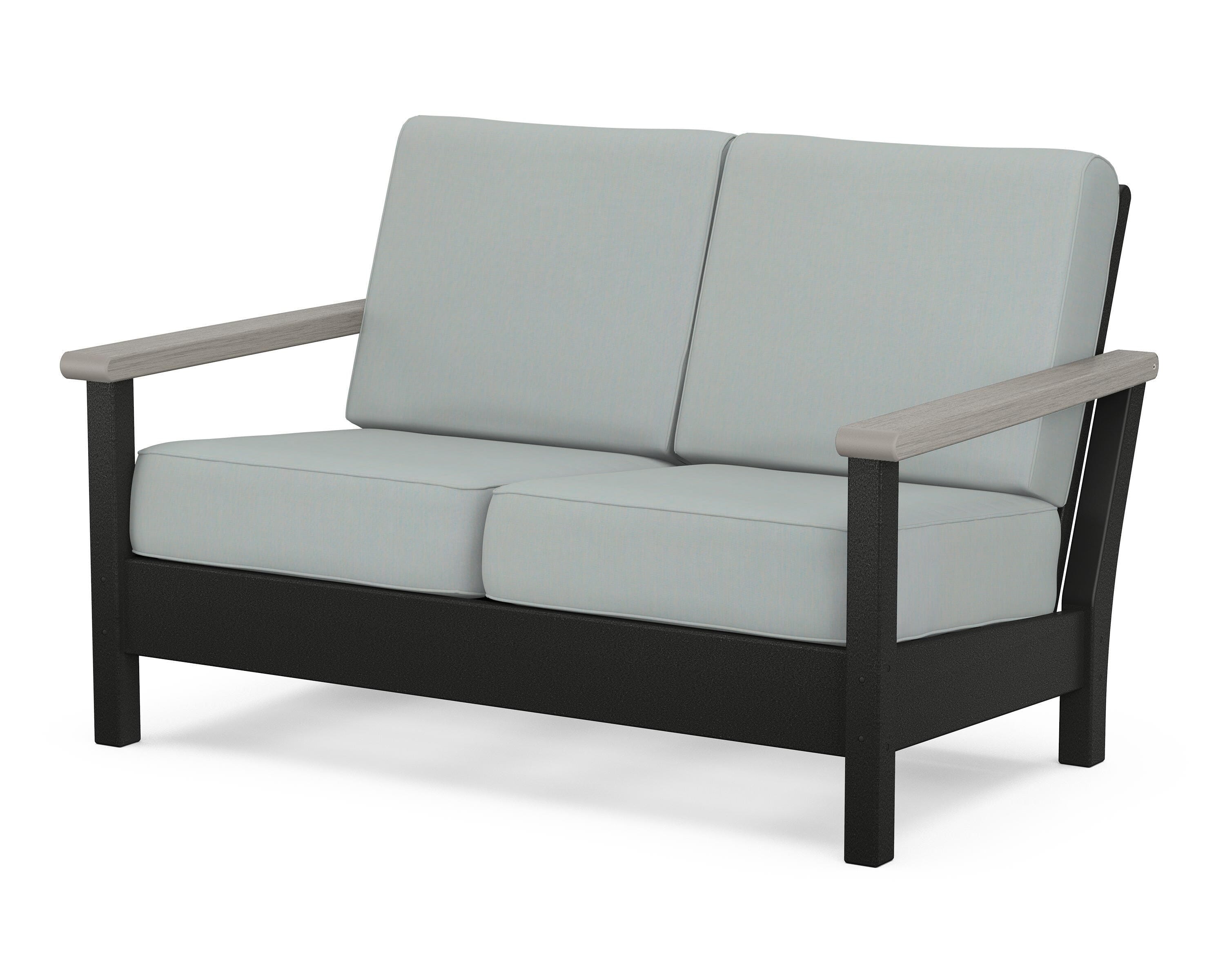 POLYWOOD® Harbour Deep Seating Loveseat in Black / Driftwood / Spa