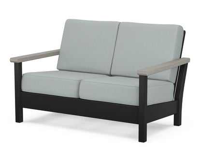 POLYWOOD® Harbour Deep Seating Loveseat in Black / Driftwood / Spa