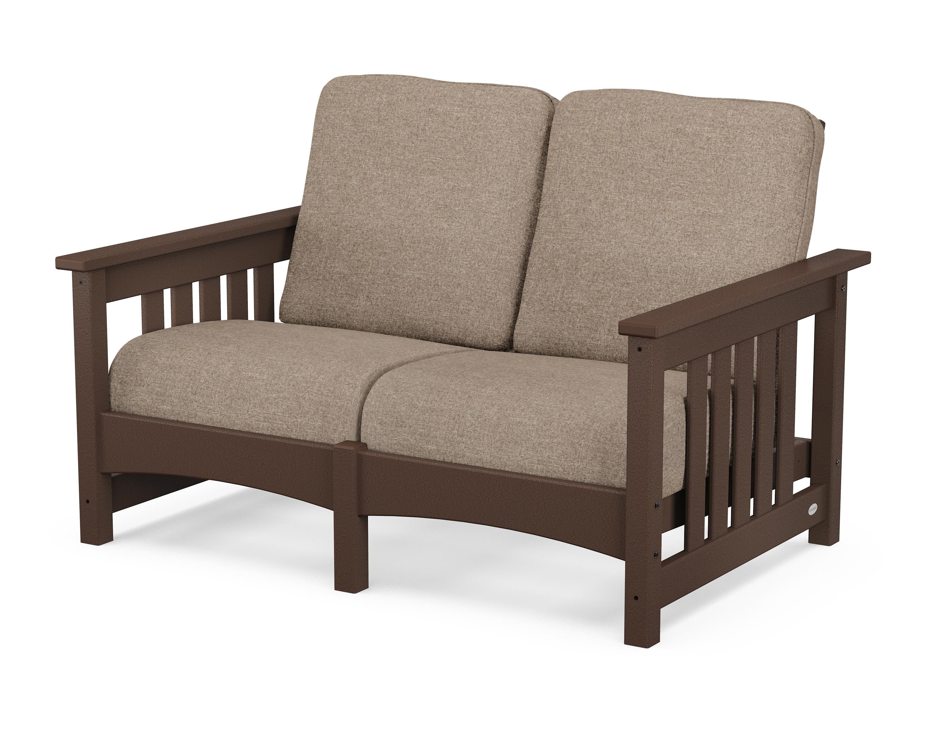 POLYWOOD® Club Mission Loveseat in Mahogany / Spiced Burlap