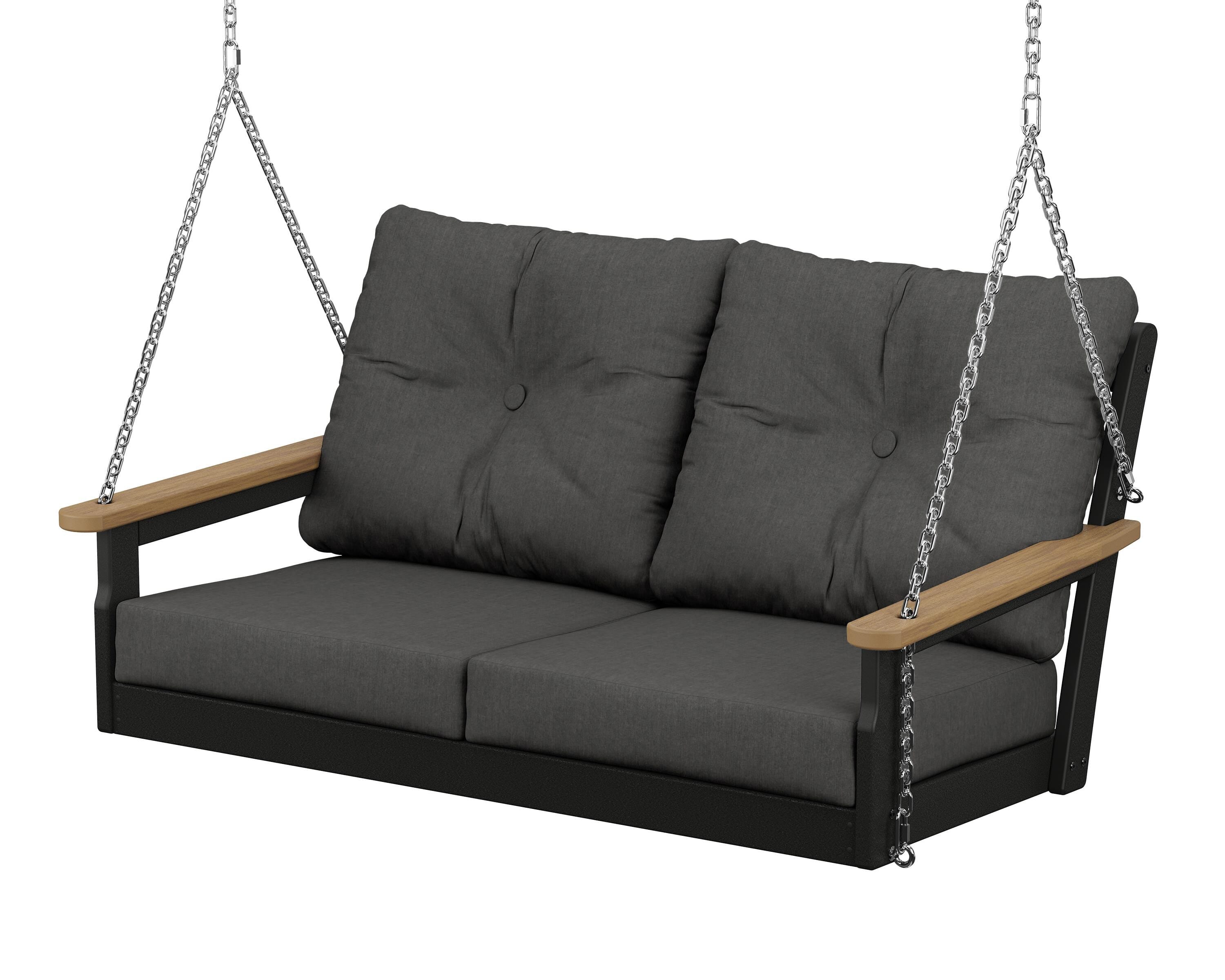 POLYWOOD® Vineyard Deep Seating Swing in Black / Natural / Spectrum Carbon