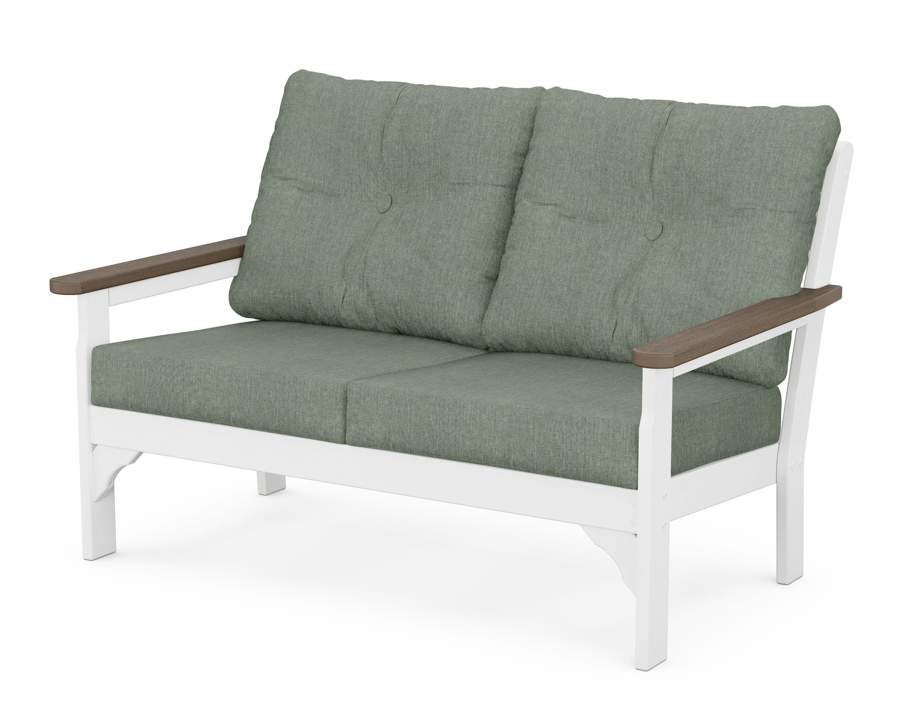 POLYWOOD® Vineyard Deep Seating Loveseat in White / Kona / Cast Sage