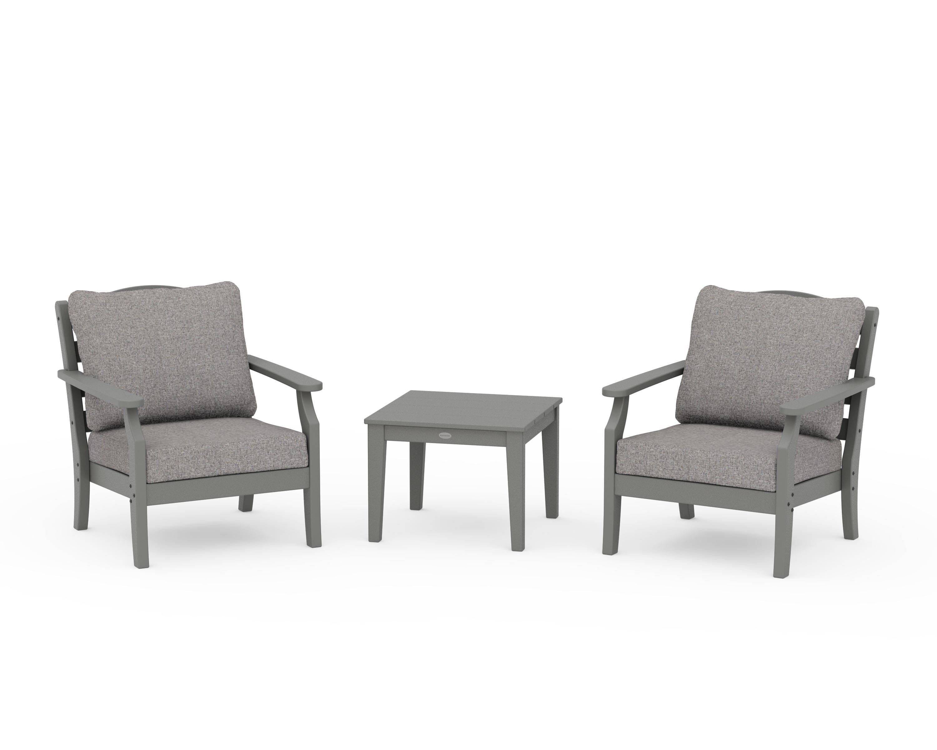 Draper James™ by  POLYWOOD® Savannah 3-Piece Deep Seating Set in Slate Grey / Grey Mist