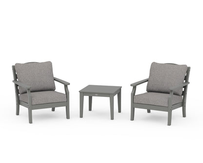 Draper James™ by  POLYWOOD® Savannah 3-Piece Deep Seating Set in Slate Grey / Grey Mist