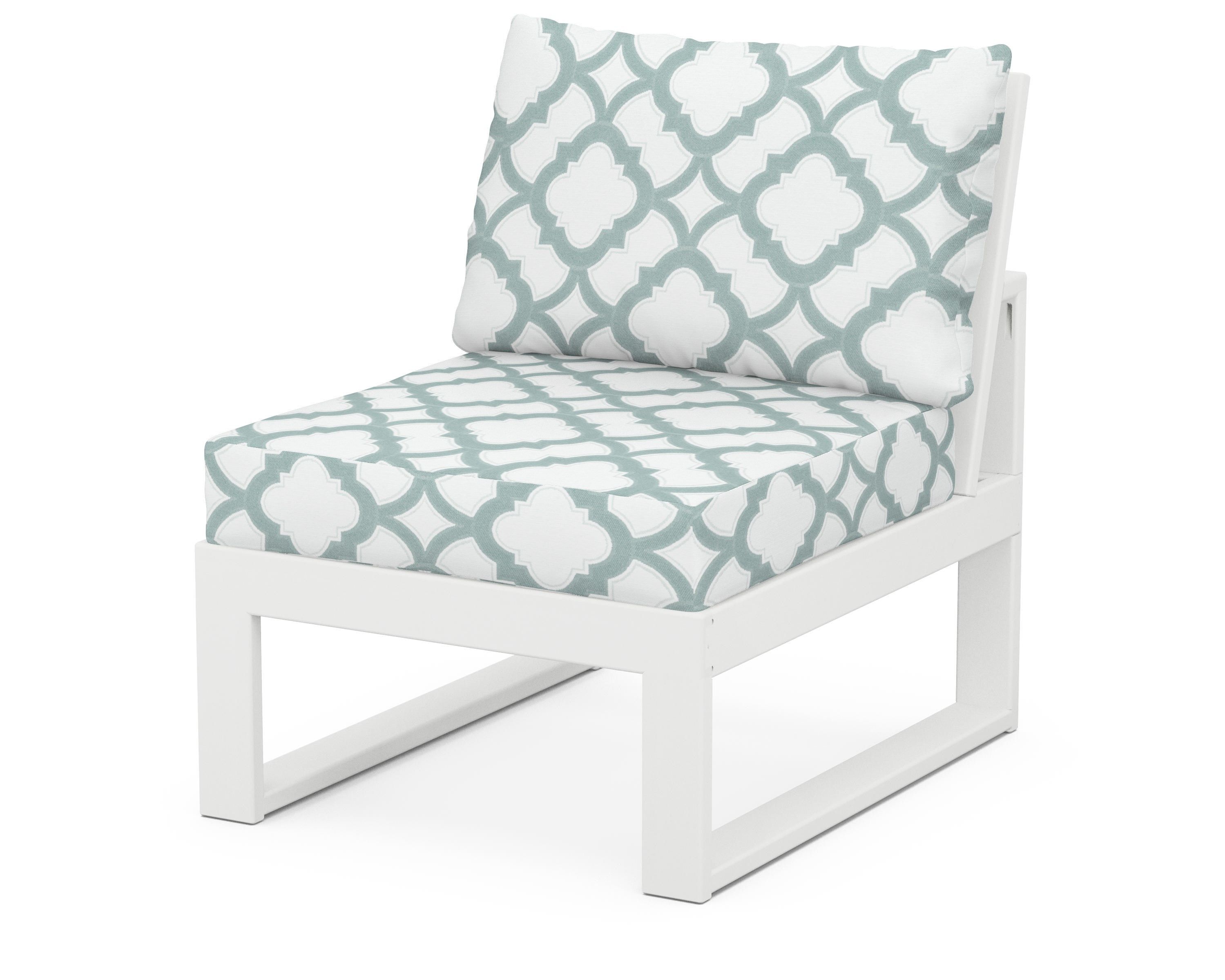 Unbranded Modular Armless Chair in White / Trellis Glacier Spa