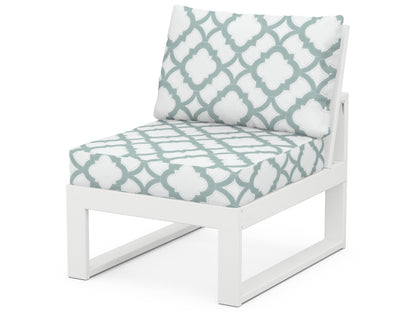 Unbranded Modular Armless Chair in White / Trellis Glacier Spa