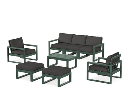 POLYWOOD® EDGE Sectional 8-Piece Lounge Sofa Set in Green / Spectrum Carbon