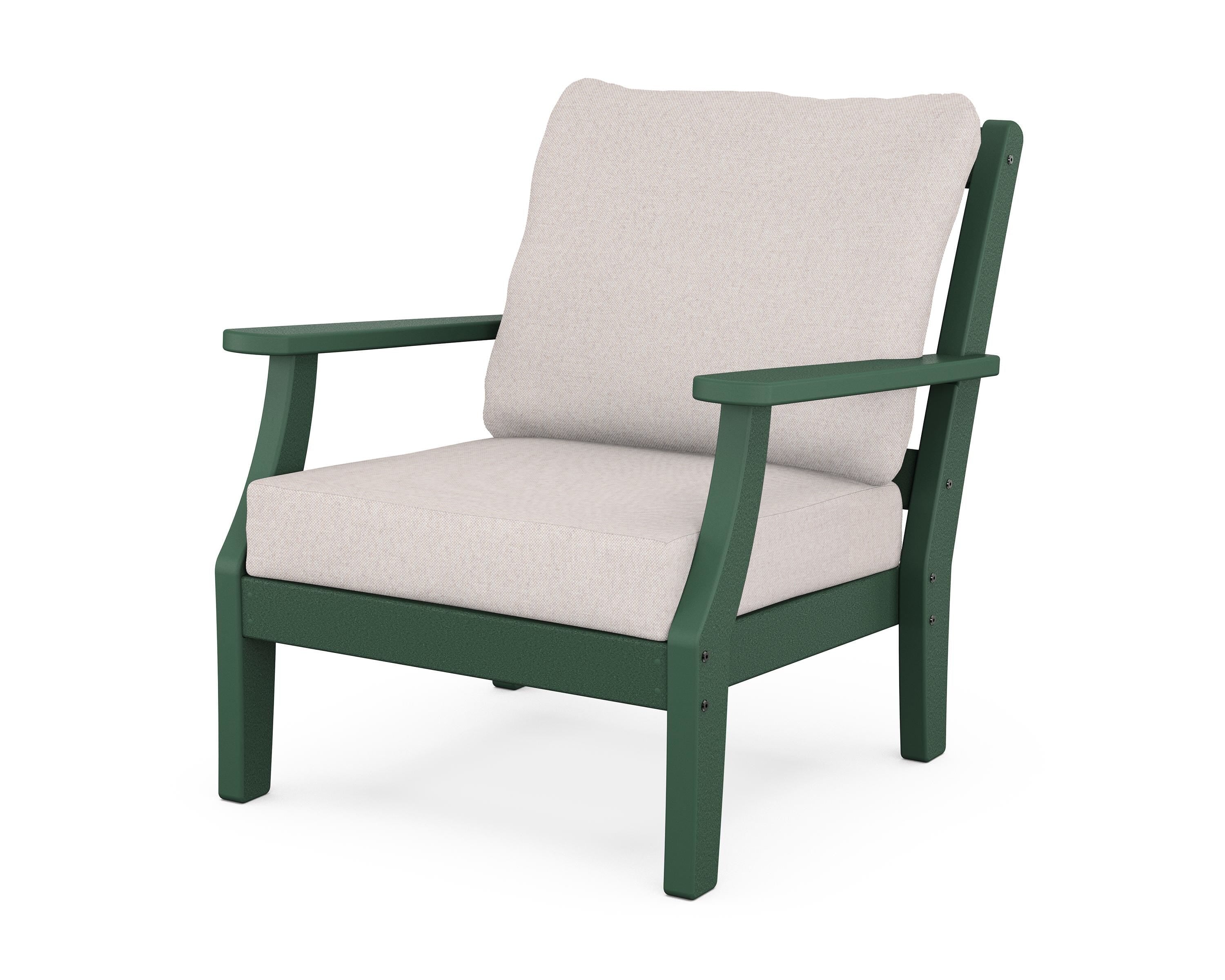 Martha Stewart by POLYWOOD® Chinoiserie Deep Seating Chair in Green / Dune Burlap