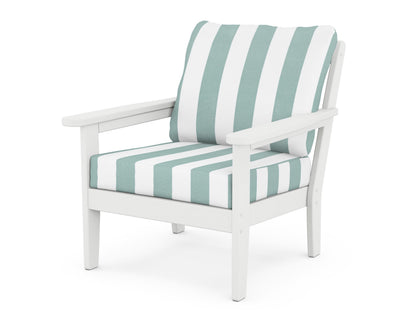 Country Living Cottage Deep Seating Chair in White / Cabana Stripe Glacier Spa