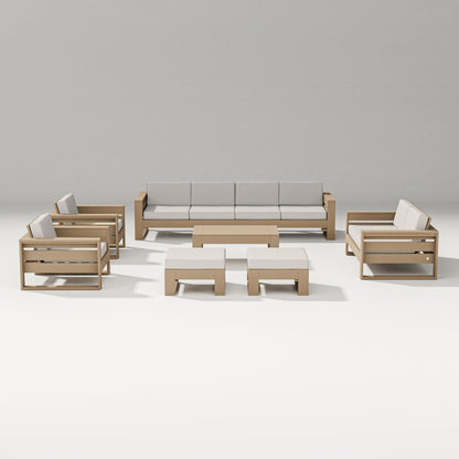 PW Designer Series Latitude 8-Piece Lounge Sofa Set in Vintage Sahara / Cast Ash