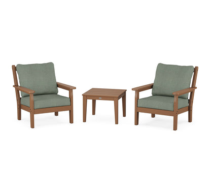 POLYWOOD® Chippendale 3-Piece Deep Seating Set in Teak / Cast Sage