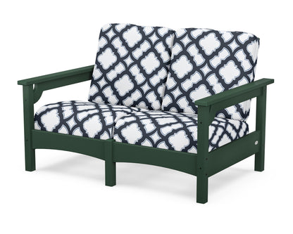 POLYWOOD® Club Loveseat in Green / Trellis Marine Indigo