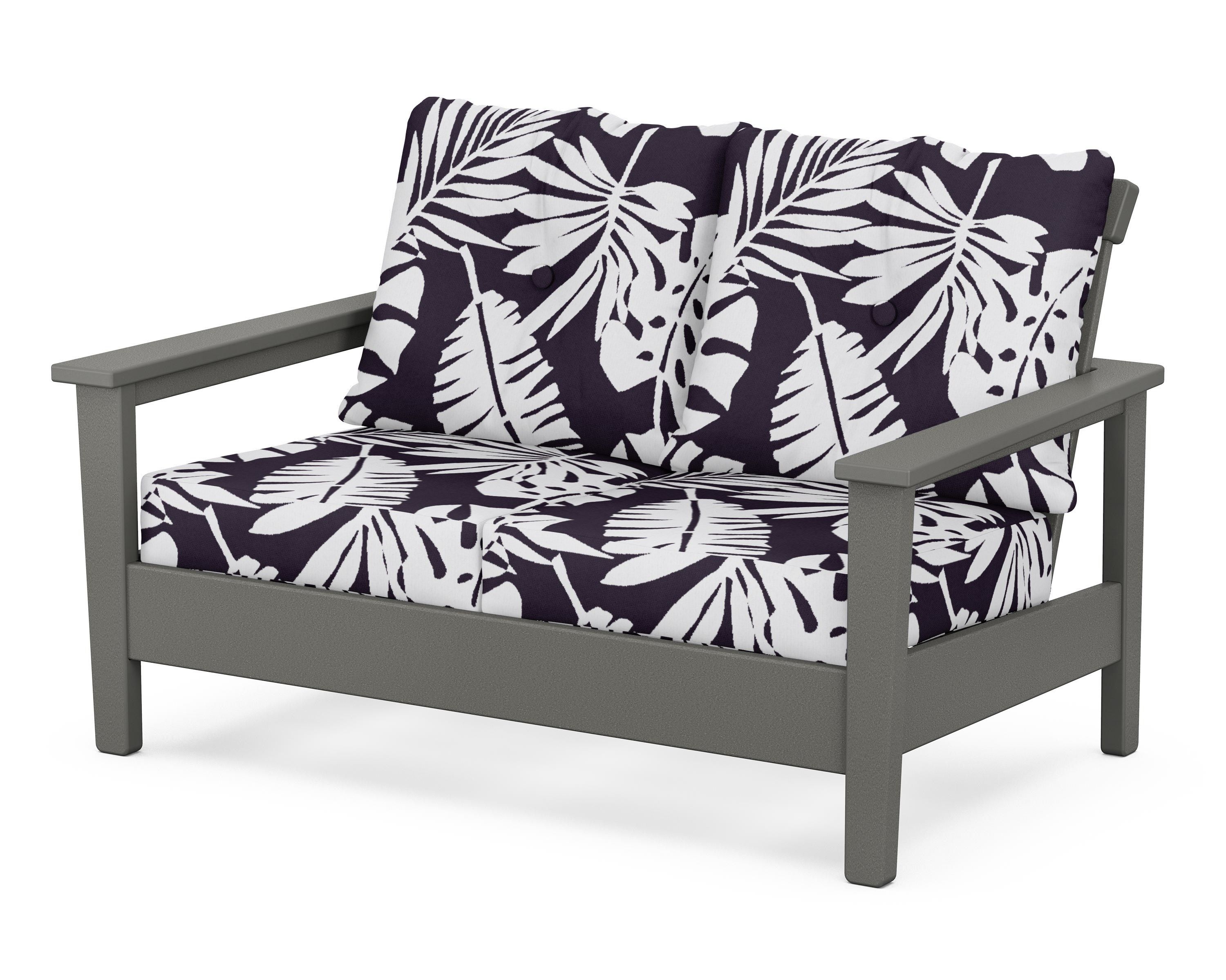 POLYWOOD® Prescott Deep Seating Loveseat in Slate Grey / Leaf Navy