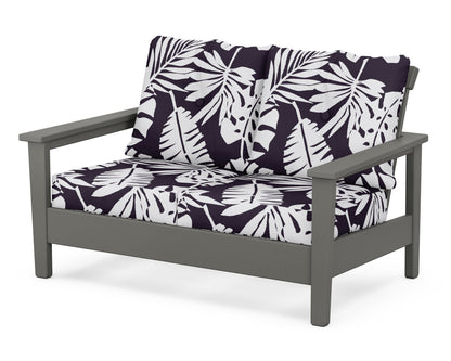 POLYWOOD® Prescott Deep Seating Loveseat in Slate Grey / Leaf Navy