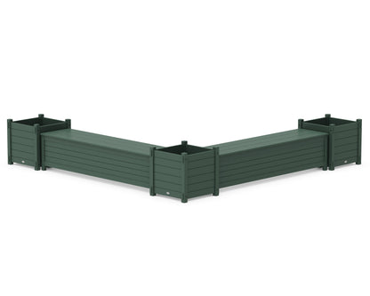 POLYWOOD® 72" Nautical L- Shaped Planter Storage Bench Corner Set- Large in Green