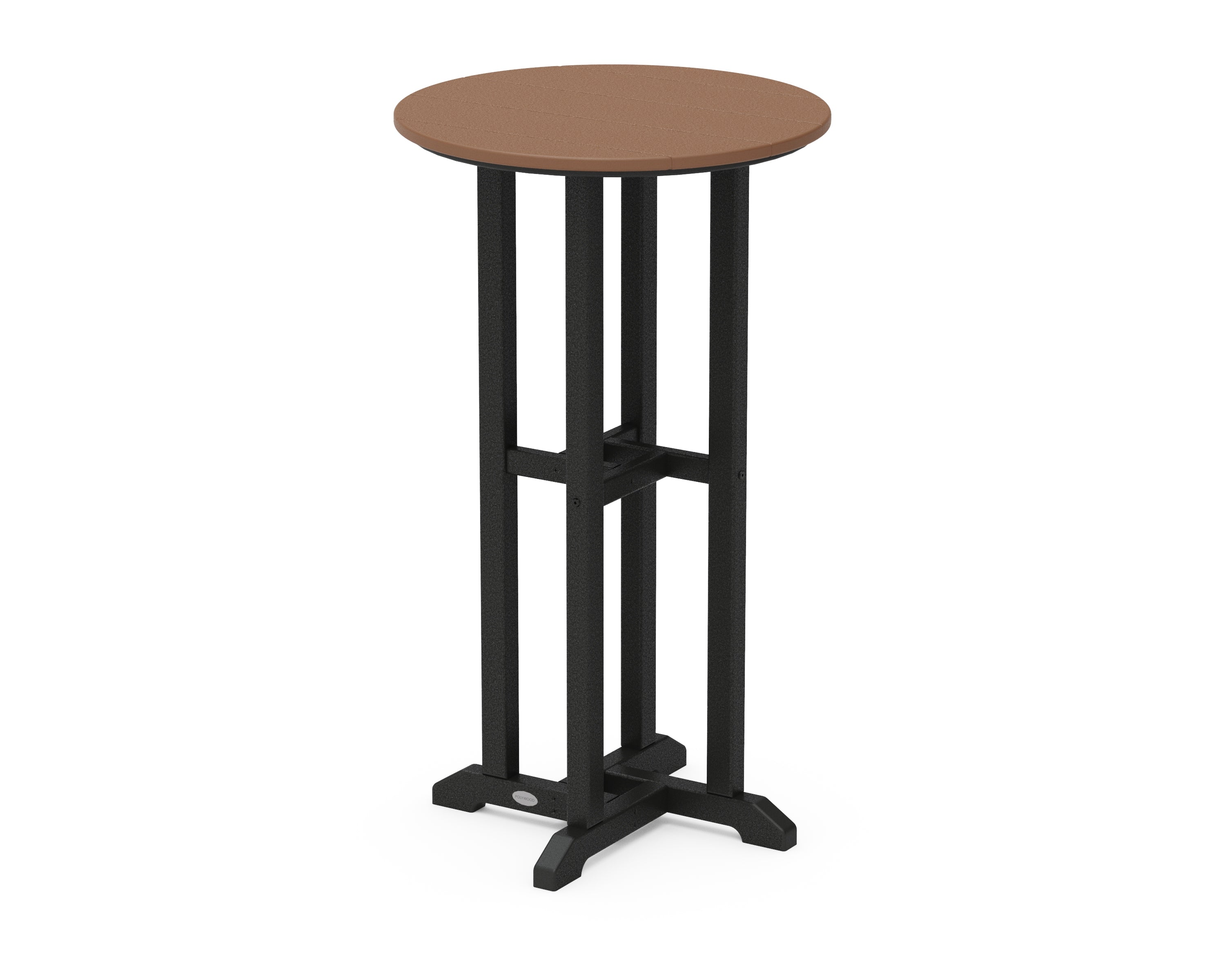 POLYWOOD® Contempo 24" Round Bar Table in Black / Teak