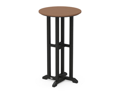 POLYWOOD® Contempo 24" Round Bar Table in Black / Teak