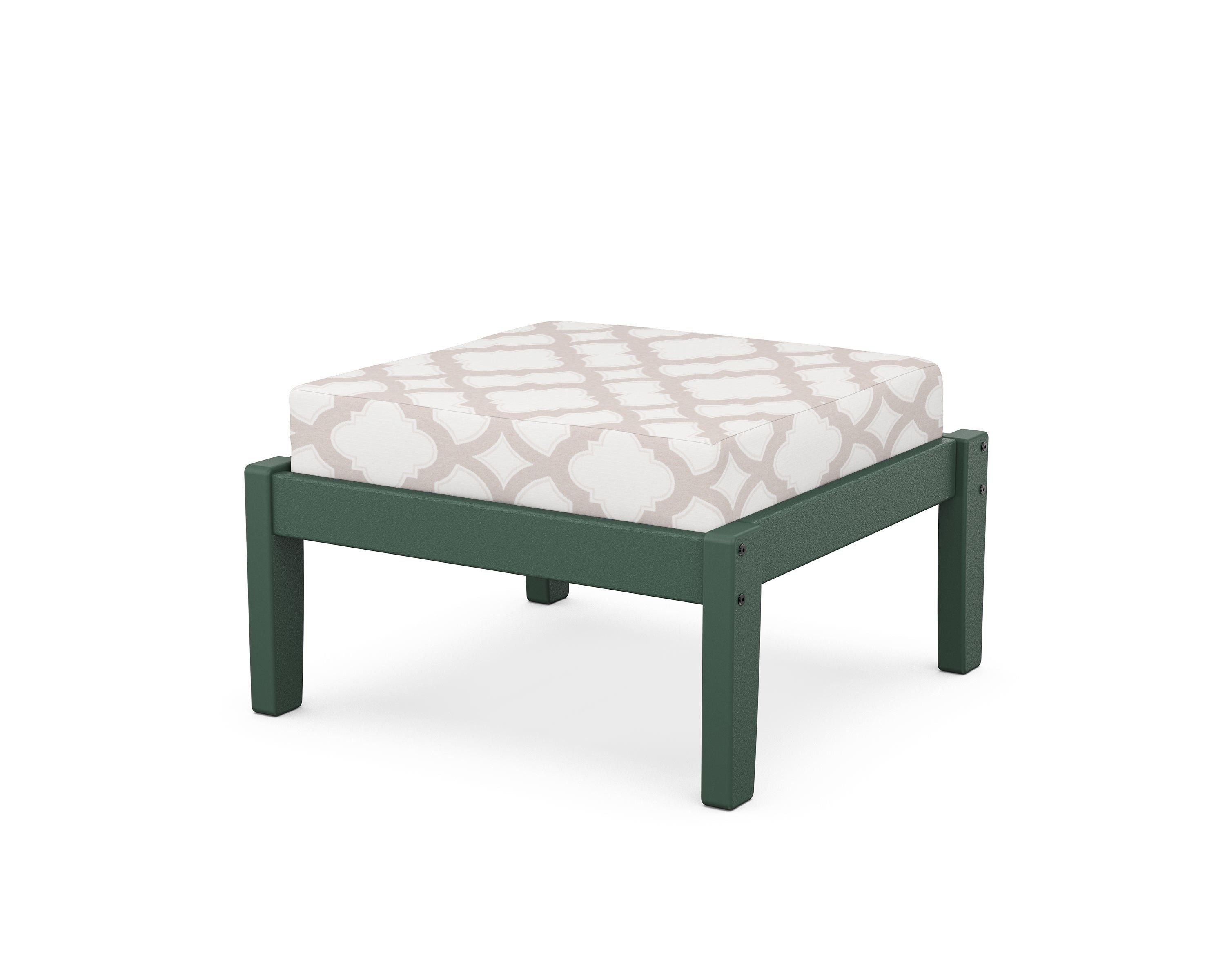 Unbranded Deep Seating Ottoman in Green / Trellis Dune Burlap