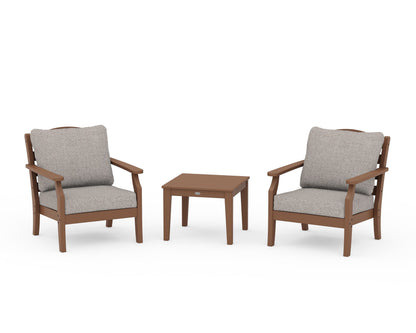 Draper James™ by  POLYWOOD® Savannah 3-Piece Deep Seating Set in Teak / Weathered Tweed
