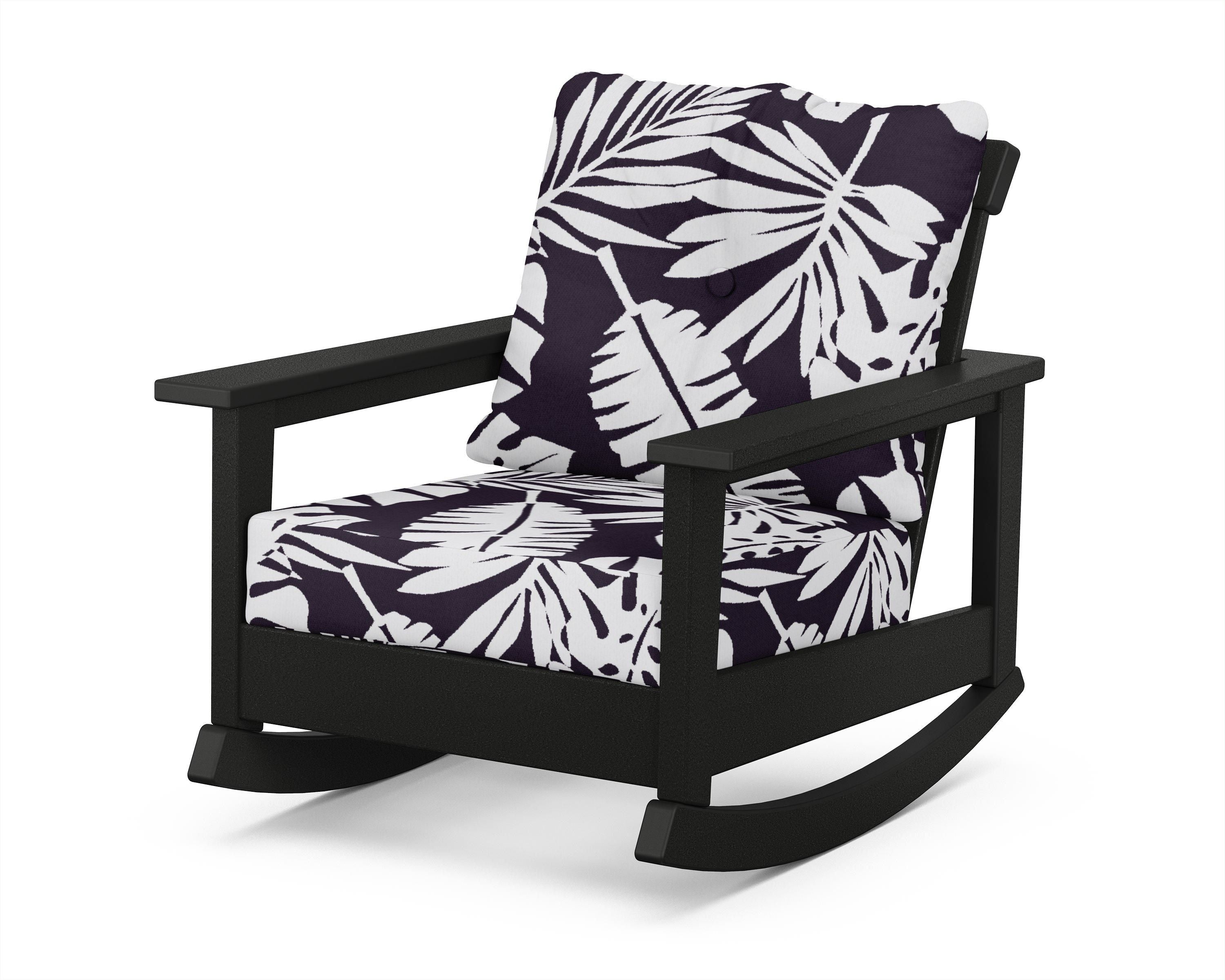 POLYWOOD® Prescott Deep Seating Rocking Chair in Black / Leaf Navy