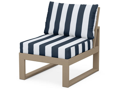 Unbranded Modular Armless Chair in Vintage Sahara / Cabana Stripe Marine Indigo