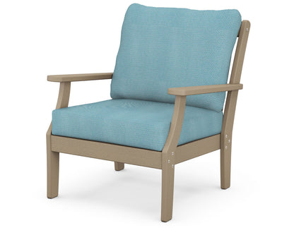 POLYWOOD® Braxton Deep Seating Chair in Vintage Sahara / Lattice Sky Blue