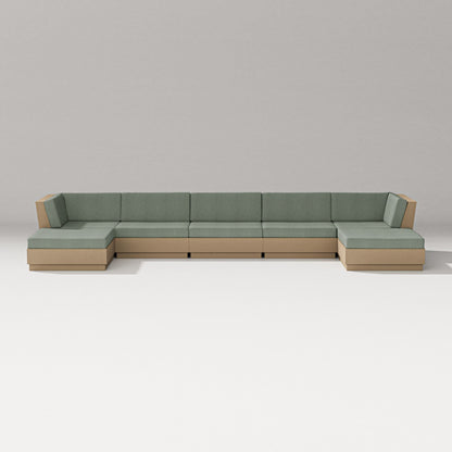 PW Designer Series Elevate 7-Piece Double Chaise Sectional in Vintage Sahara / Cast Sage