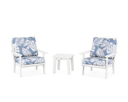 POLYWOOD® Prairie 3-Piece Deep Seating Set in White / Leaf Sky Blue