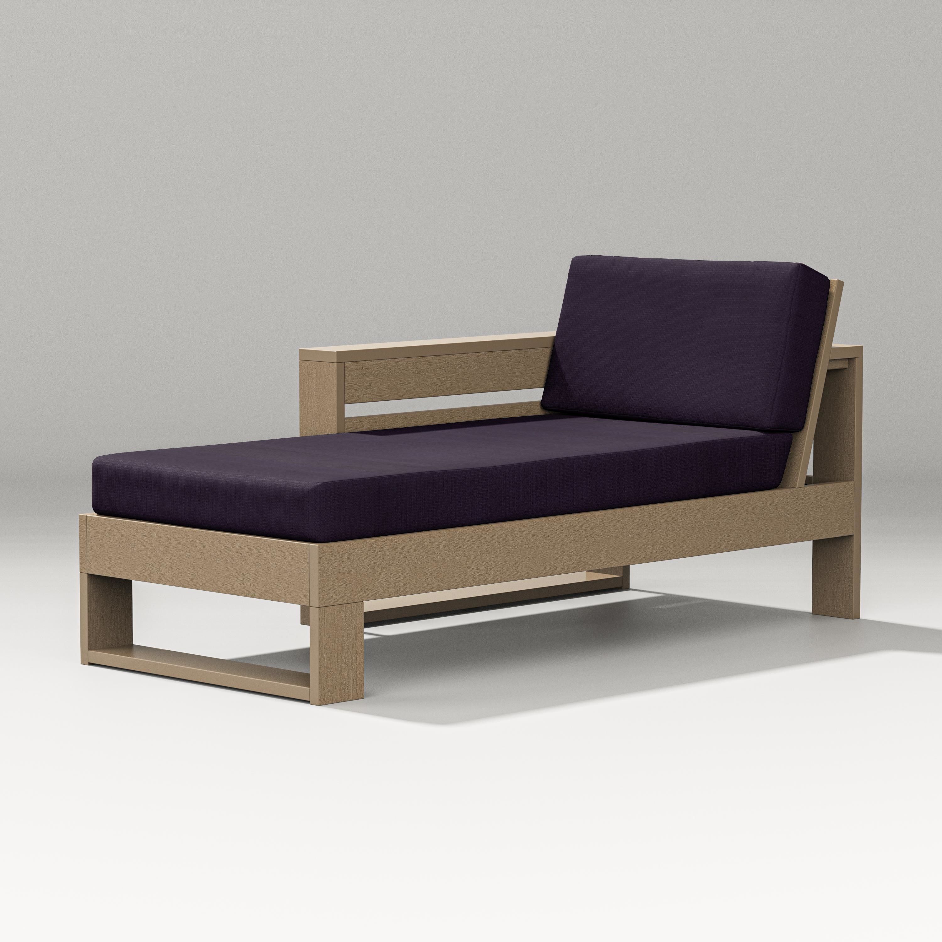 PW Designer Series Latitude Modular Left Arm Chaise in Vintage Sahara / Navy Linen