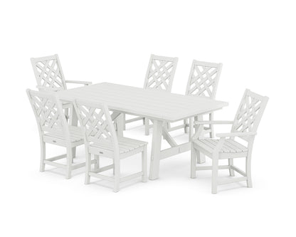 POLYWOOD® Wovendale 7-Piece Rustic Farmhouse Dining Set in White
