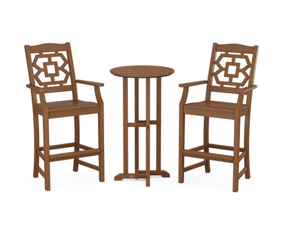 Martha Stewart by POLYWOOD® Chinoiserie 3-Piece Farmhouse Bar Set in Teak
