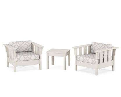 Martha Stewart by POLYWOOD® Acadia 3-Piece Deep Seating Set in Sand / Trellis Dune Burlap