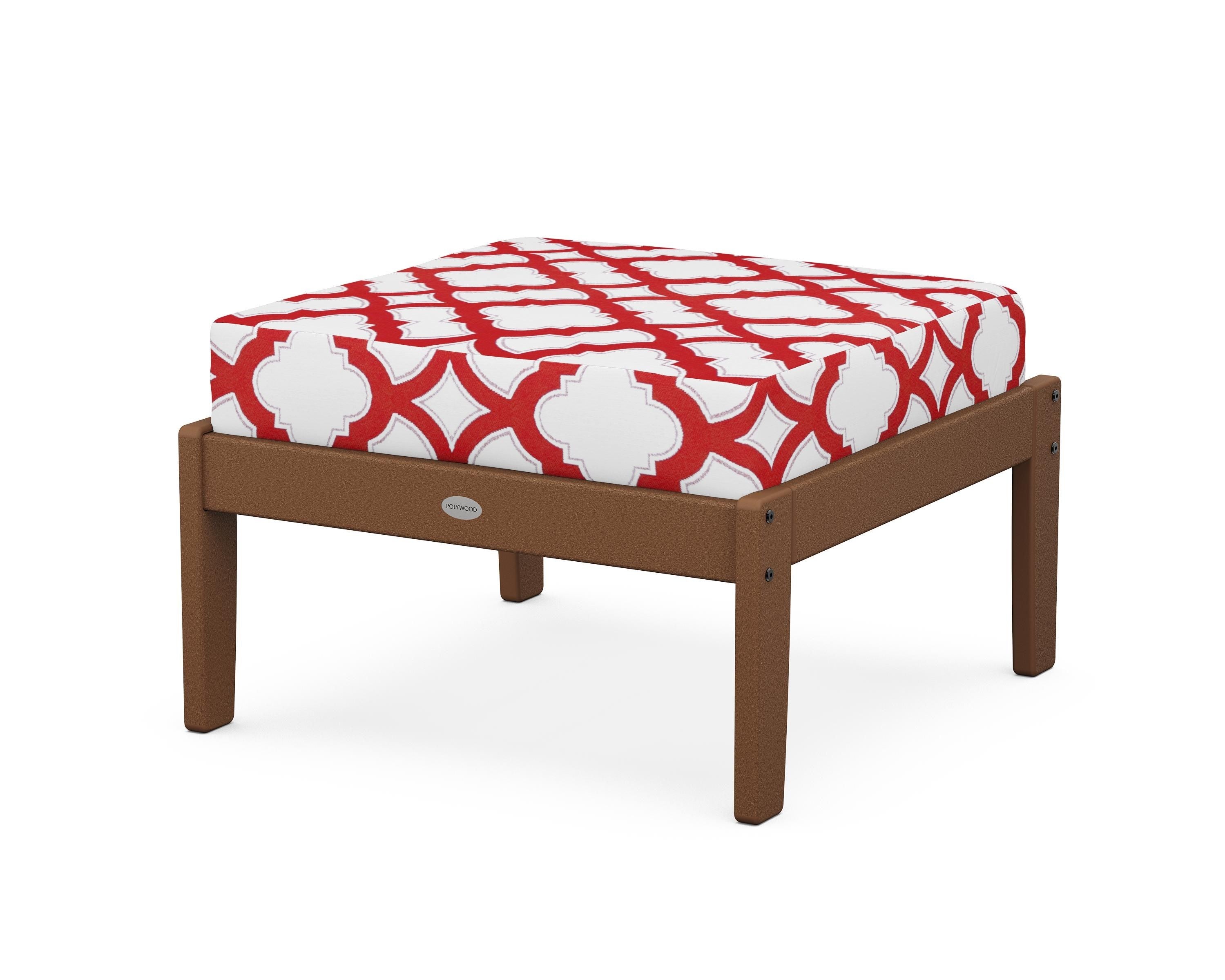 POLYWOOD® Braxton Deep Seating Ottoman in Teak / Trellis Crimson