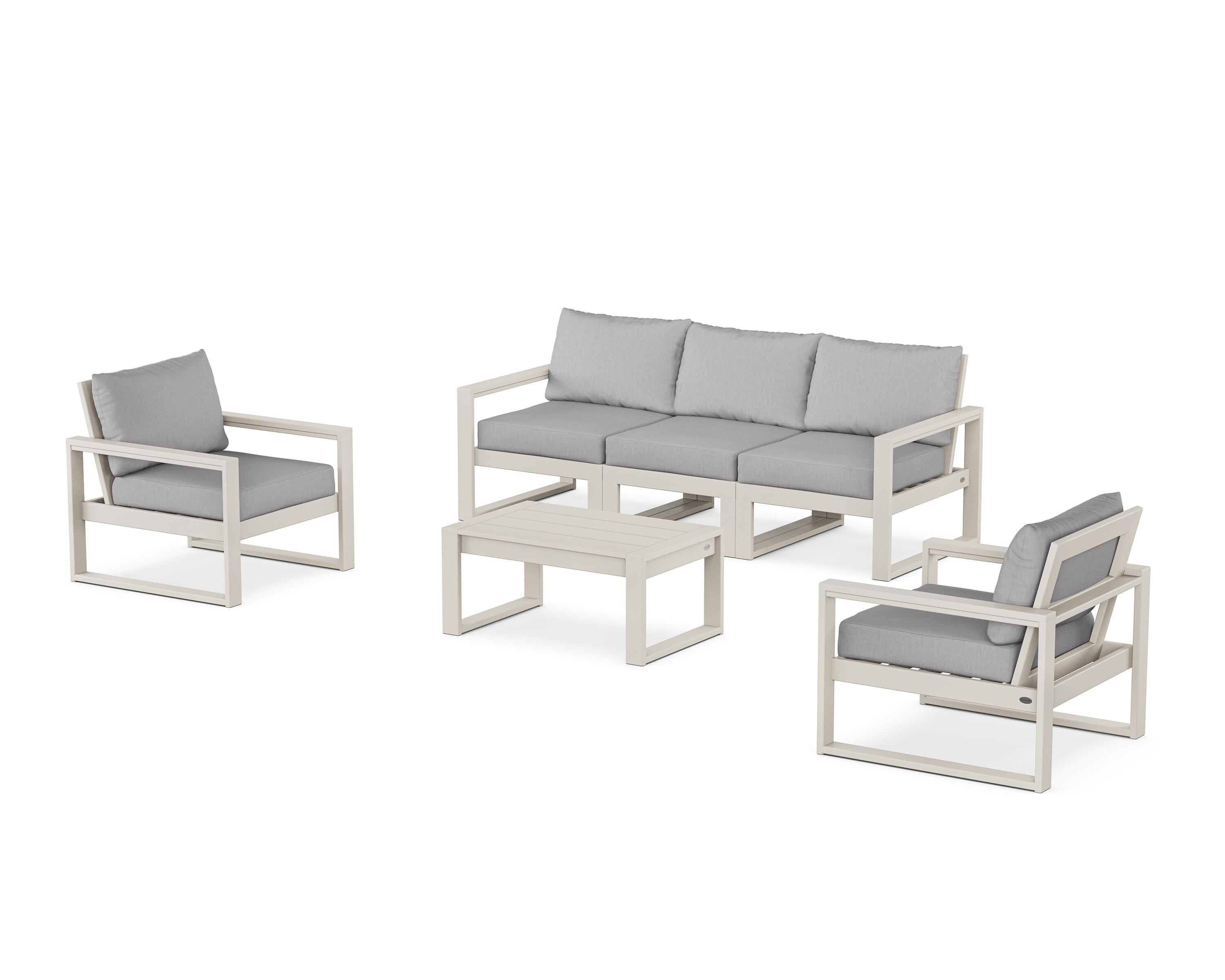 POLYWOOD® EDGE Sectional 4-Piece Deep Seating Set with Sofa in Sand / Granite
