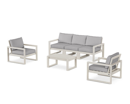 POLYWOOD® EDGE Sectional 4-Piece Deep Seating Set with Sofa in Sand / Granite