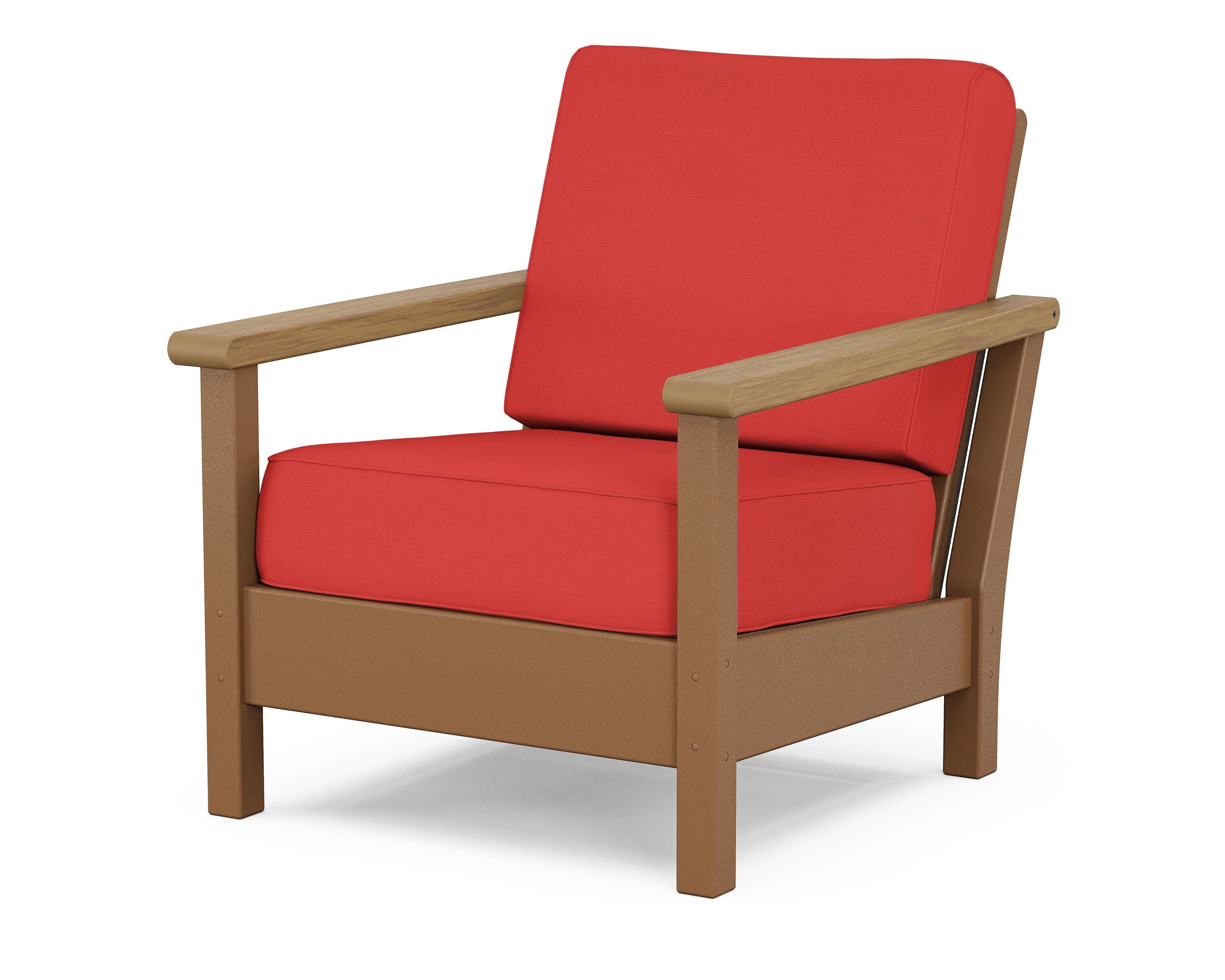POLYWOOD® Harbour Deep Seating Chair in Teak / Natural / Crimson Linen