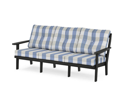 POLYWOOD® Mission Deep Seating Sofa in Black / Buffalo Plaid Sky Blue