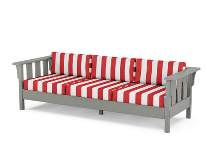 Martha Stewart by POLYWOOD® Acadia Deep Seating Sofa in Slate Grey / Cabana Stripe Crimson