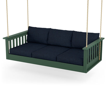 POLYWOOD® Vineyard Daybed Swing in Green / Marine Indigo
