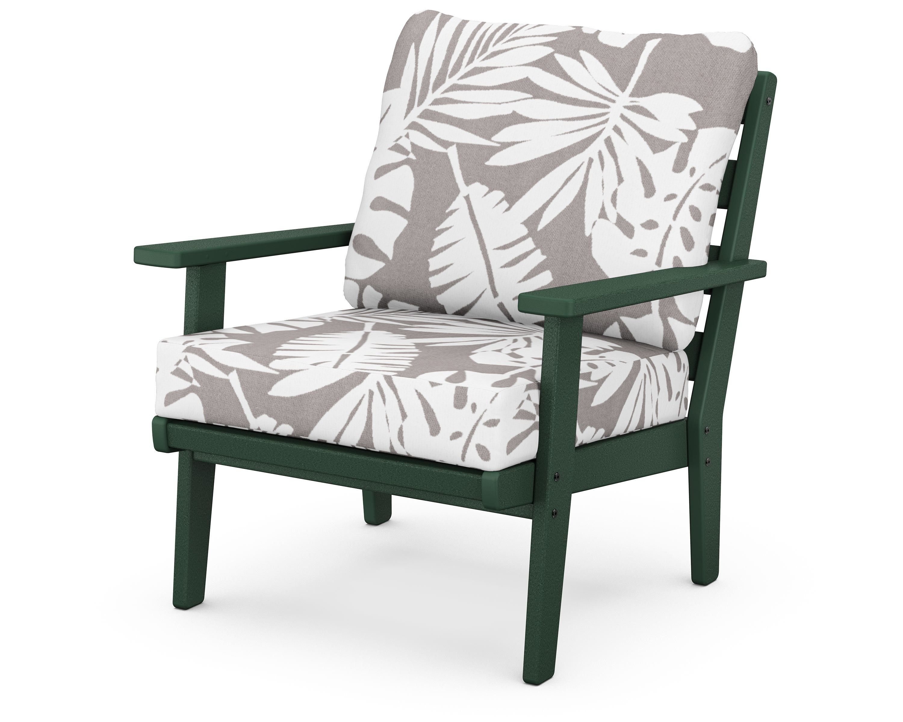 POLYWOOD® Grant Park Deep Seating Chair in Green / Leaf Grey Mist