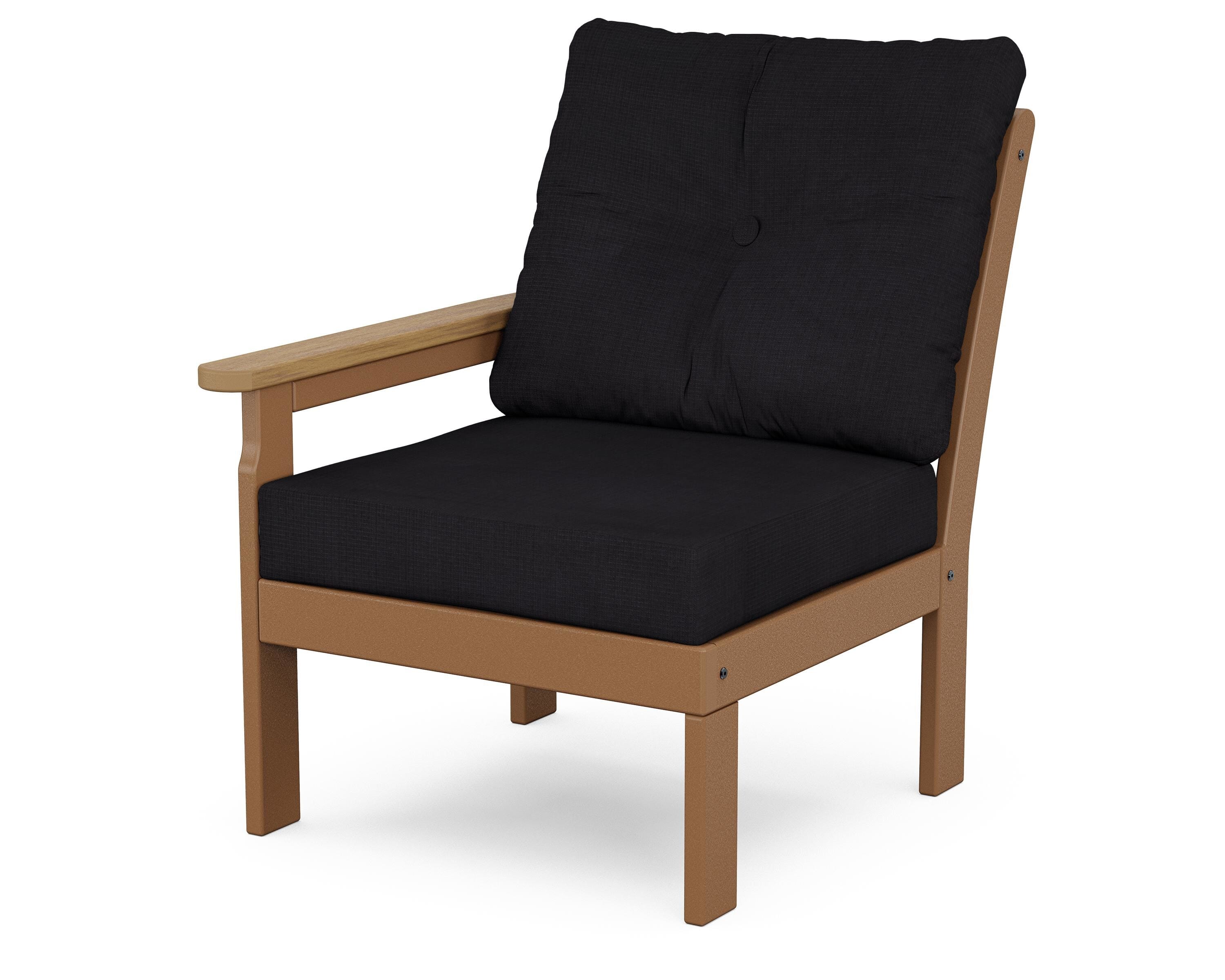 POLYWOOD® Vineyard Modular Left Arm Chair in Teak / Natural / Midnight Linen